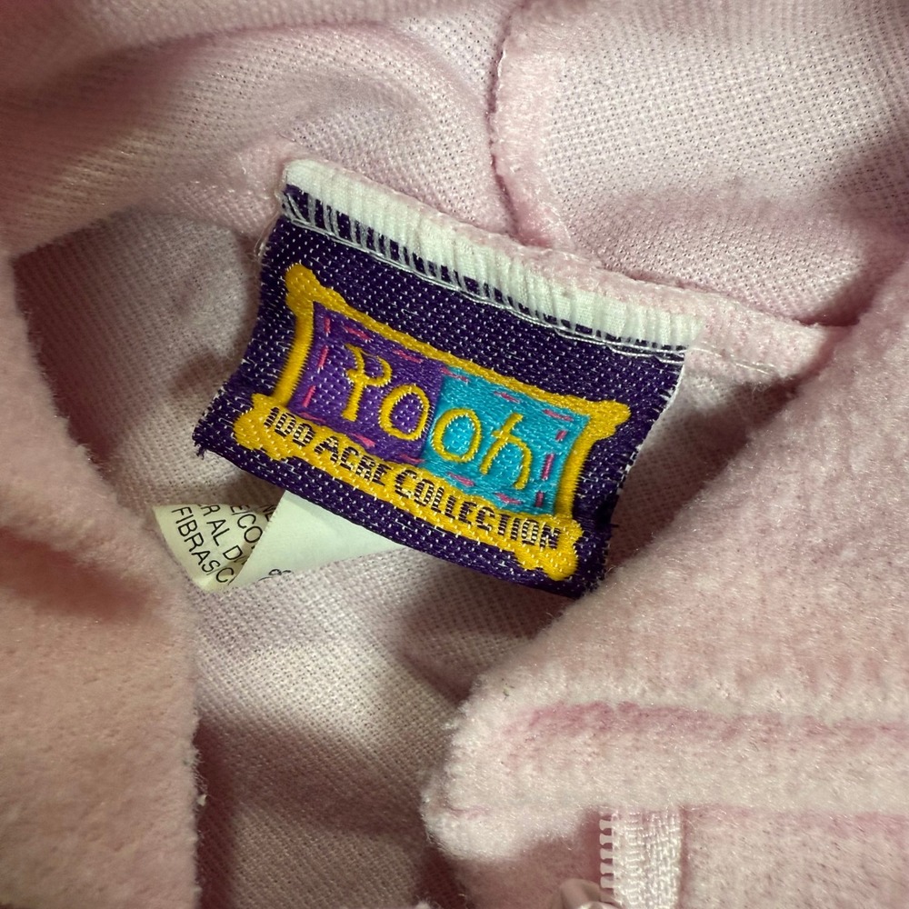 Disney Winnie the Pooh Vintage Pink Fleece Pram Suit Hooded Footie 0-6 Months - Picture 3 of 9